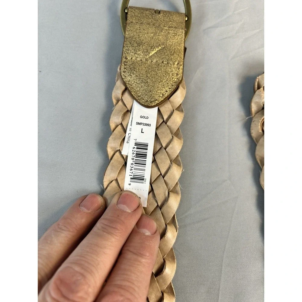 Womens Belt Lot 3 Rhinestone Stretch‎ Denim Grommet Gold Braided Boho